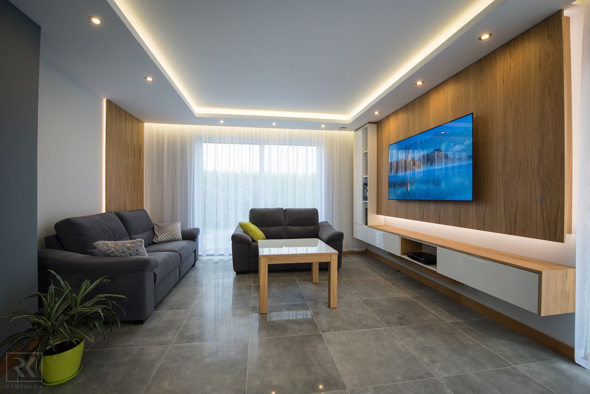 Nowoczesny salon zabudowa